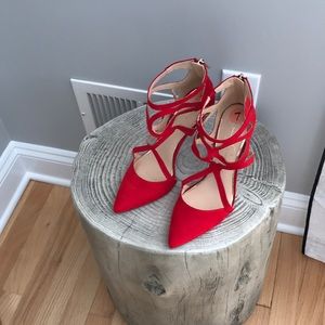 Jessica Simpson red strappy high heels size 7